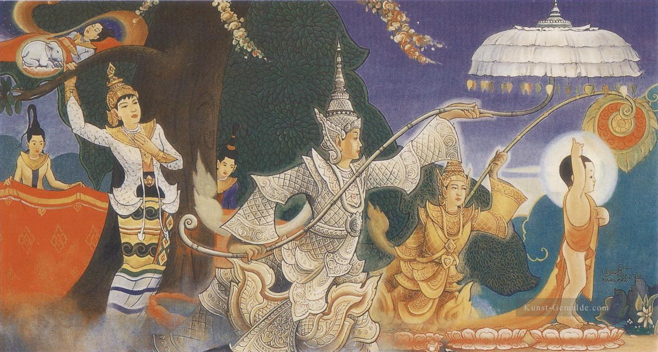 Die wunderbare Geburt der Säuglingskind siddhatta als Bodhisattha Prinz Buddhismus Ölgemälde